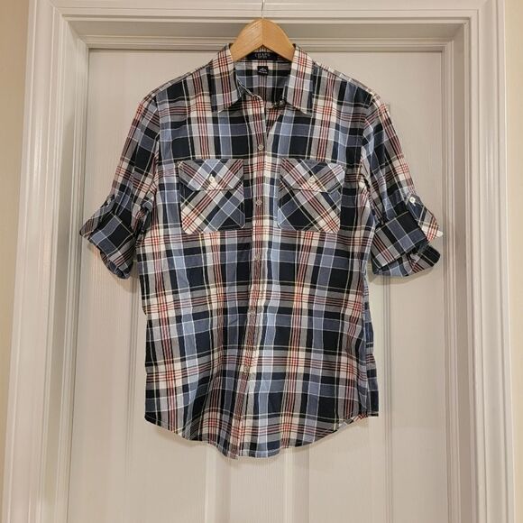 Chaps Plaid cotton button down shirt size medium NWOT - Picture 1 of 3